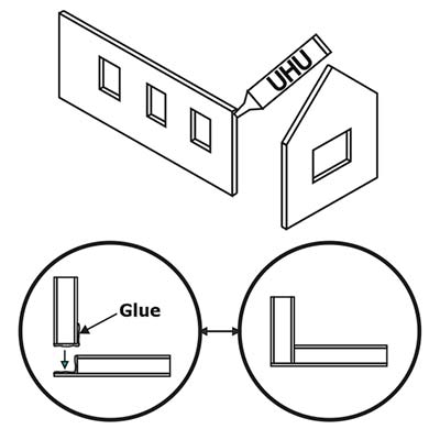 Drawing of four house elevations set out on a sheet