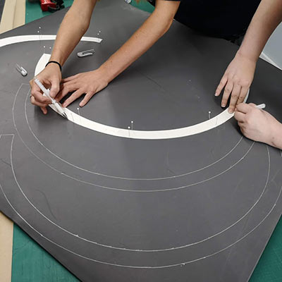The corner of a sheet of black EVA craft foam