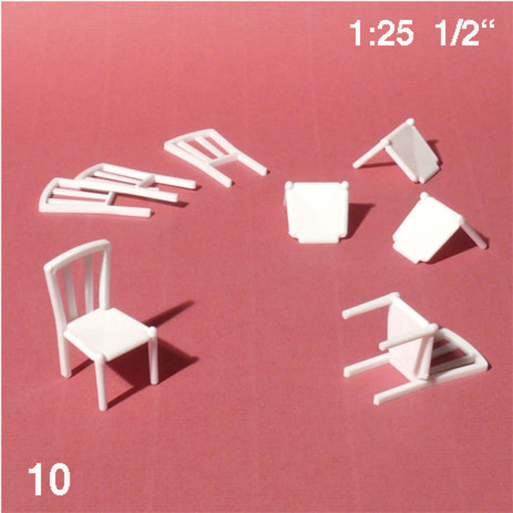 Kitchen Chairs White 1:25 (10 pcs)