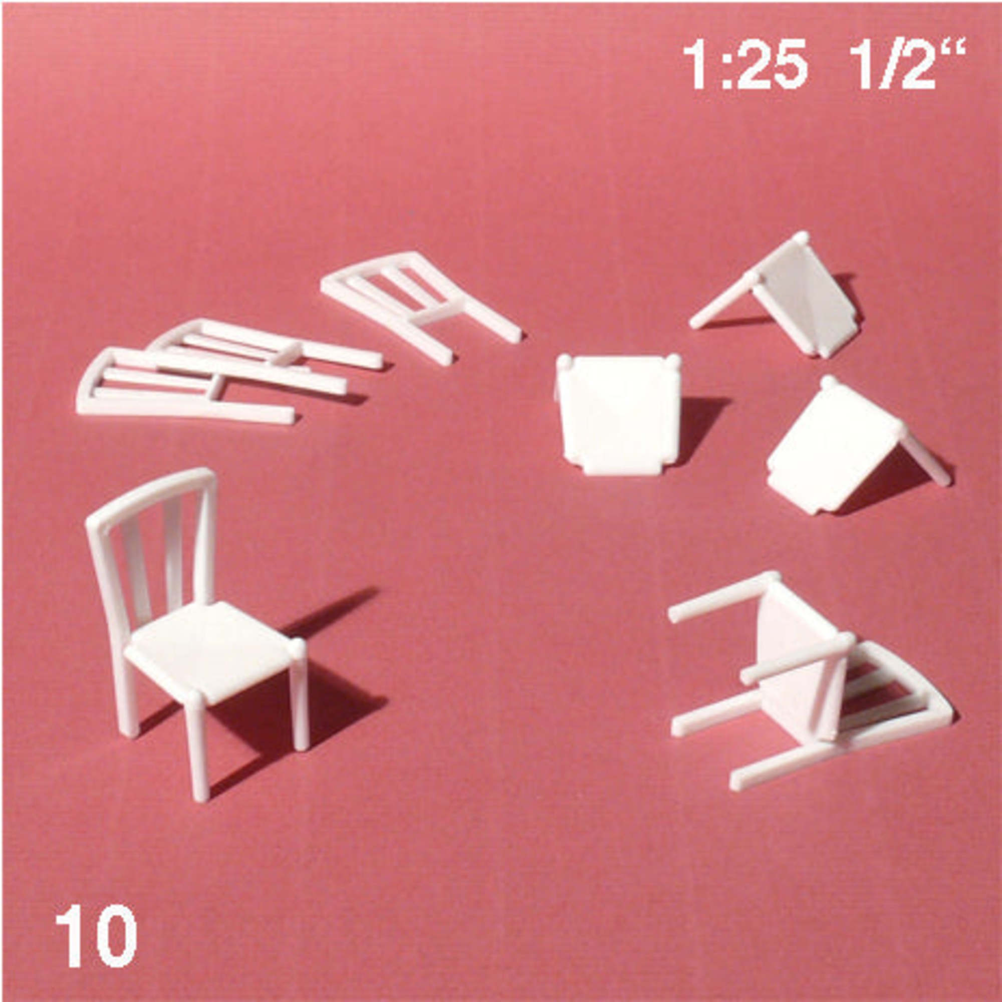 Kitchen Chairs White 1:25 (10 pcs)