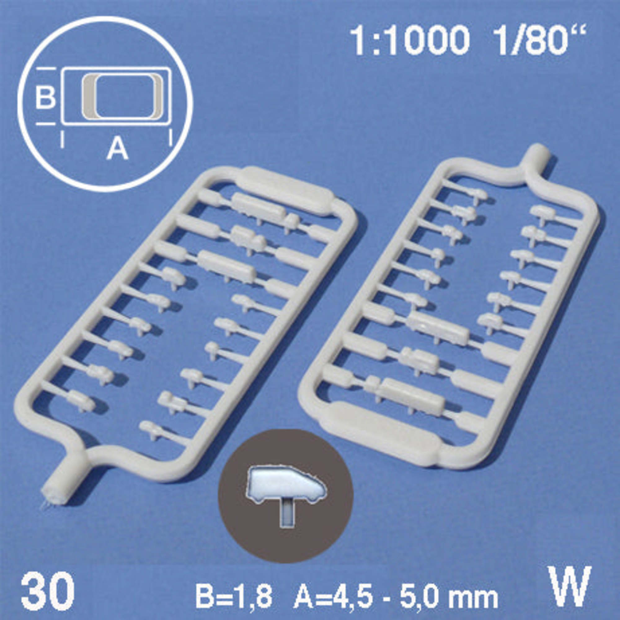 Vehicles Assorted White 1:1000 W = 1.8mm L = 4.5-5.5mm (30 pcs)
