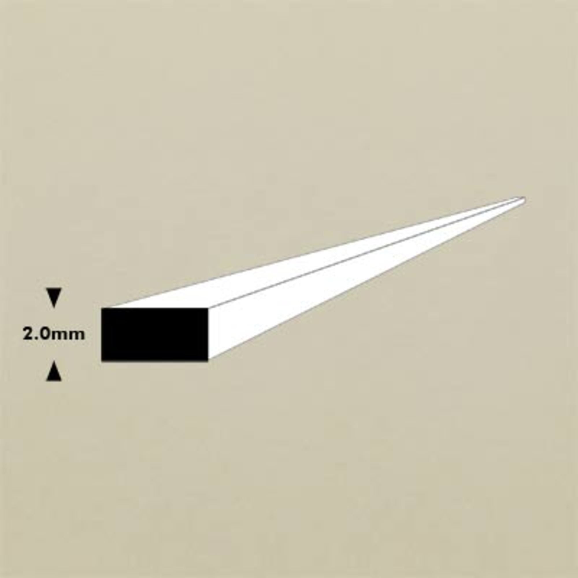 Styrene Rectangular Rod 2.0mm - 2.0  4.8mm Pk8