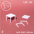 Tables Legs Separated White 1:25 H = 29mm 32 x 32mm (2 pcs)