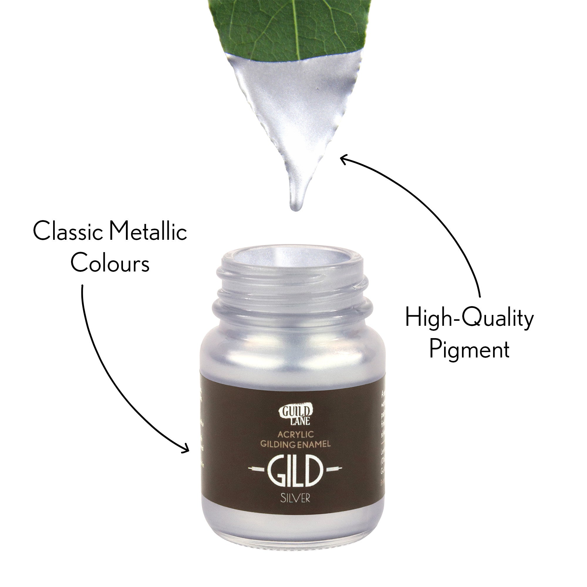 GILD Acrylic Gilding Enamel Paint, Silver (30ml Jar)