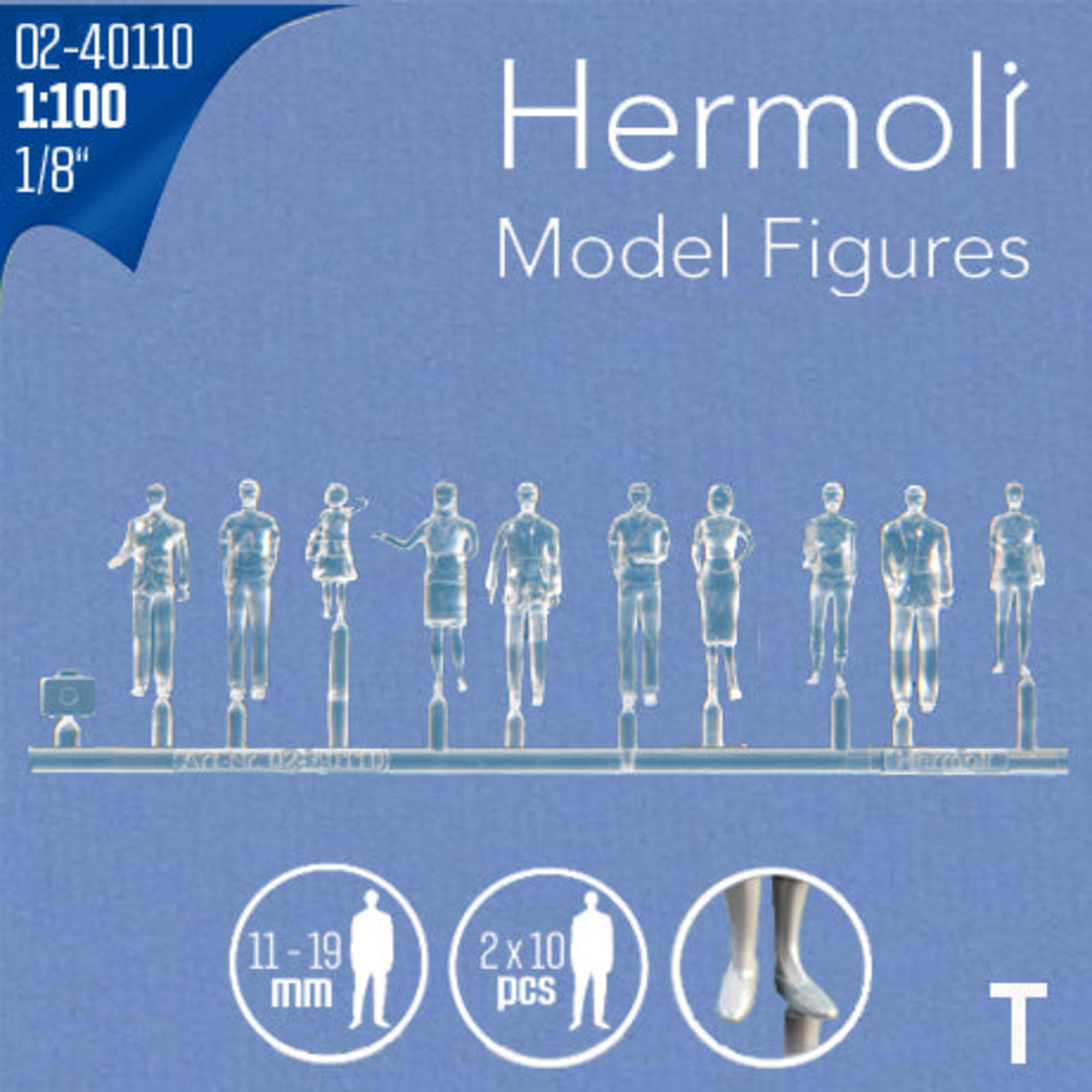 Hermoli Standing Figures Clear 1:100 10 Types H = 18mm (20 pcs)