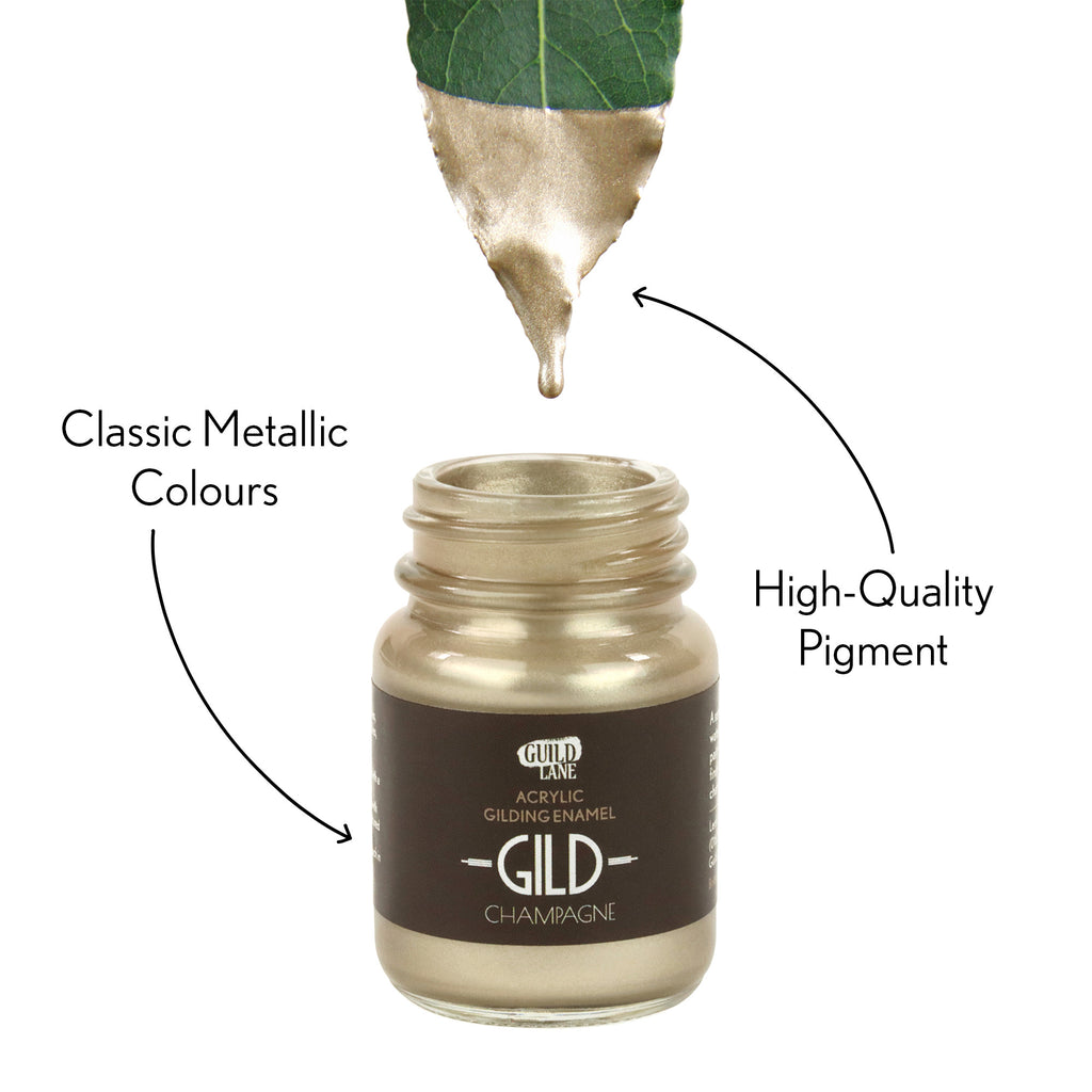 GILD Acrylic Gilding Enamel Paint, Champagne (30ml Jar)