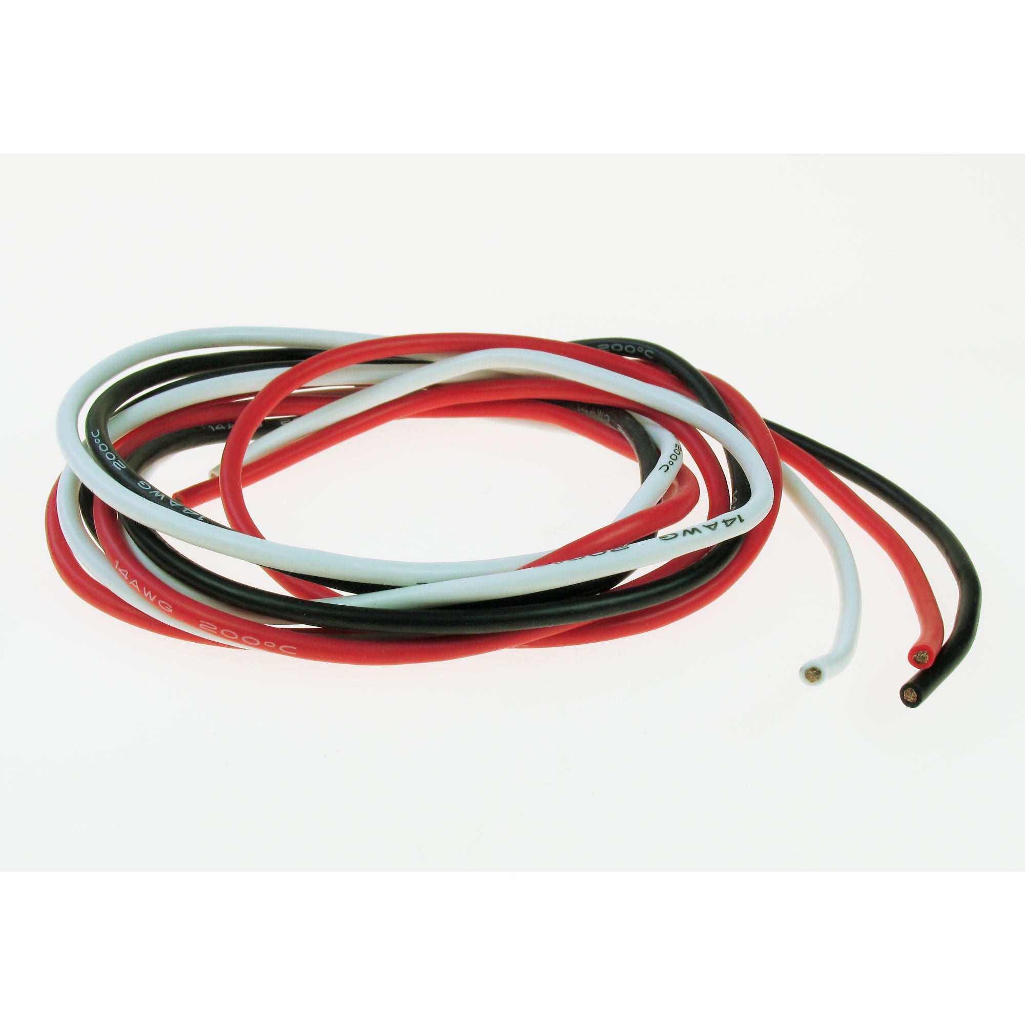 4409310-1 14SWG Silicone Wire (White/Black/Red) 1m