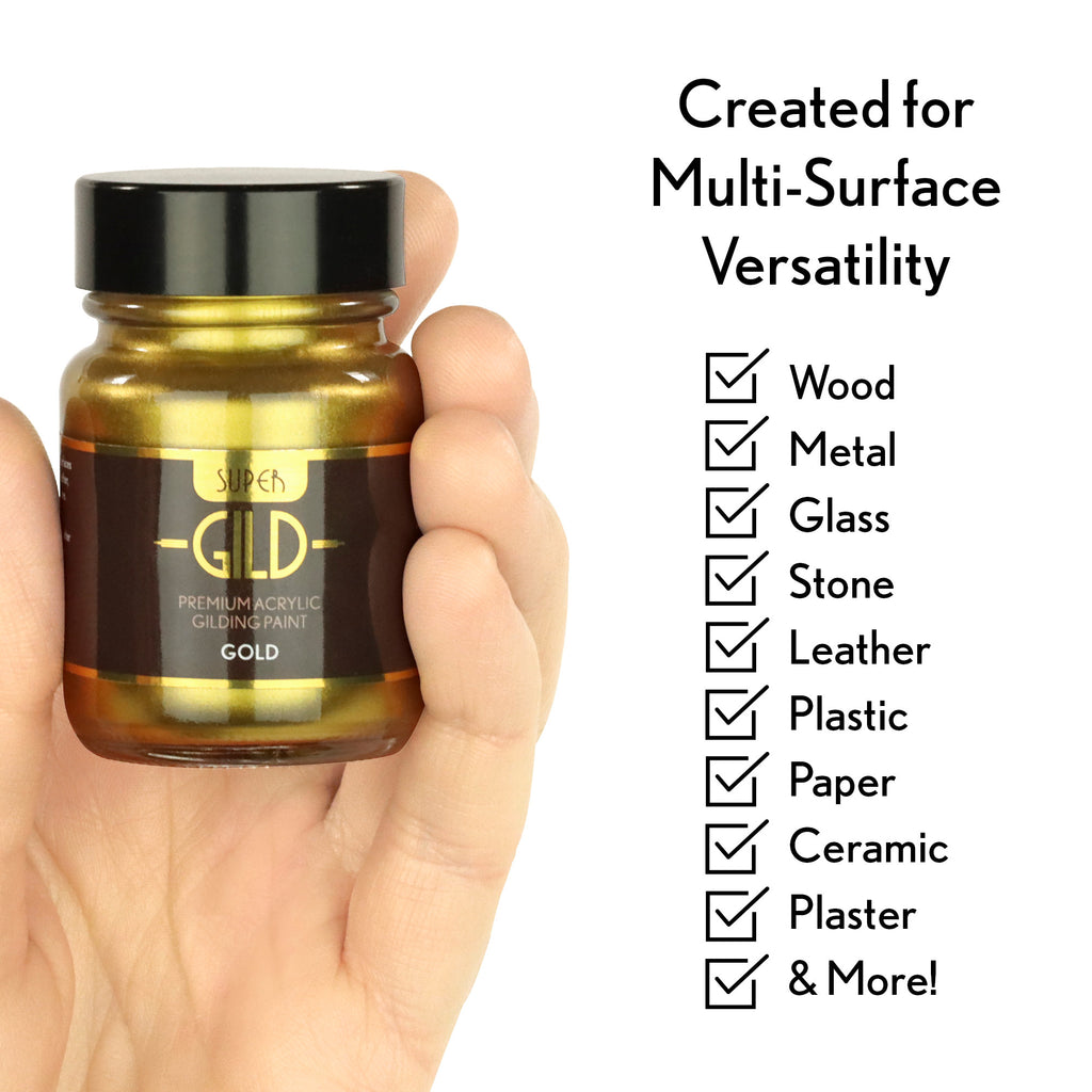 Super GILD Acrylic Gilding Enamel Paint, Gold (30ml Jar)