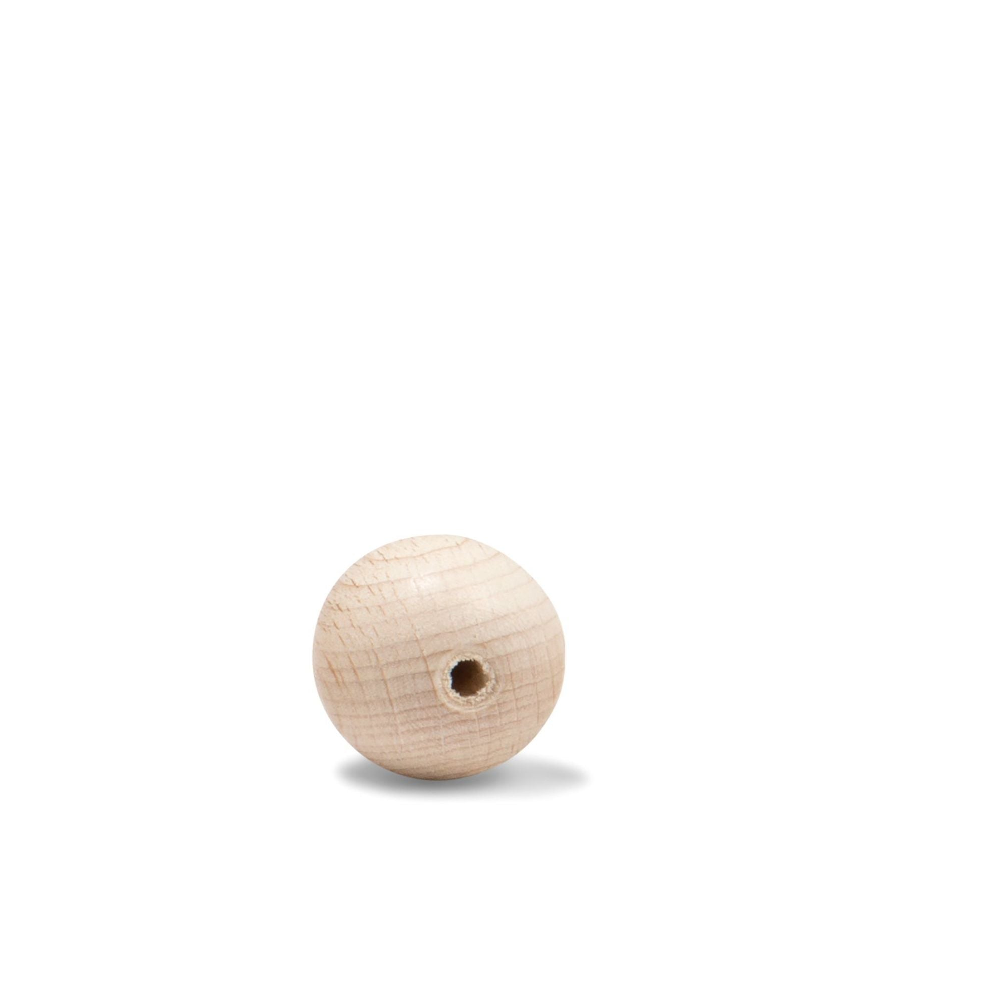 4DM00569-1 Beechwood Ball, Partially Drilled
