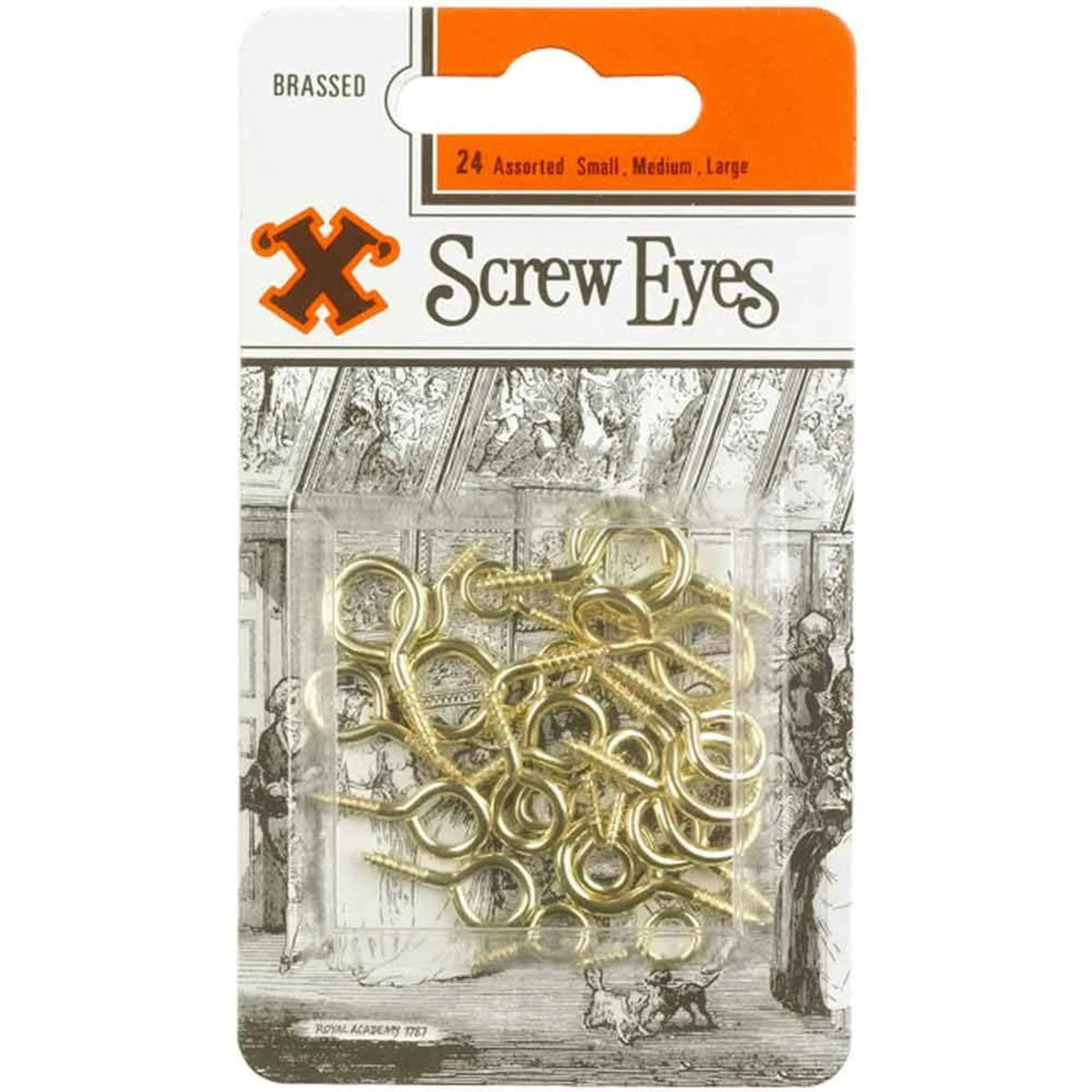 X-Hooks Brass Screw Eyes, Assorted (24 pcs)