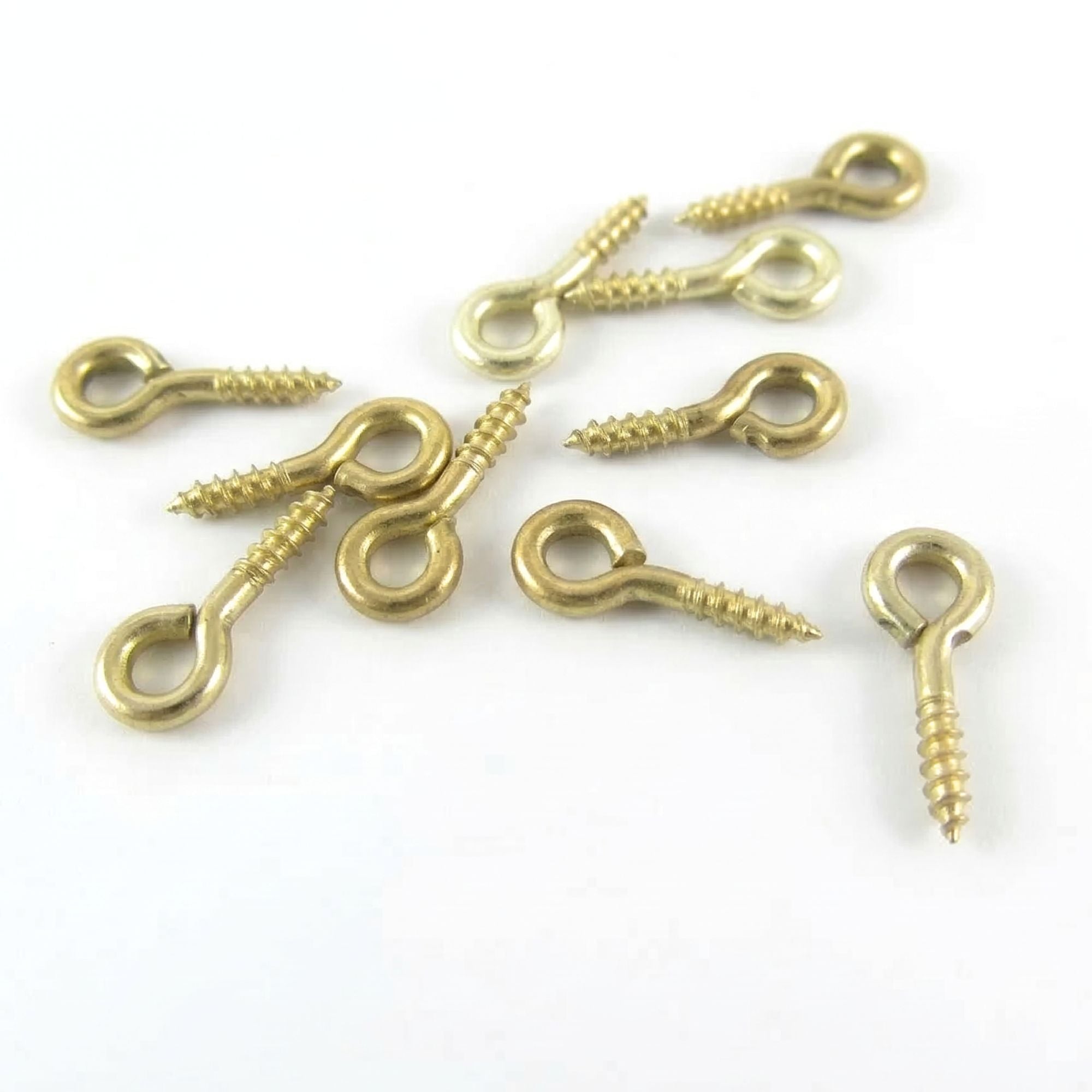 4DXGA20001 [file:4DXGA20001-1.jpg] Brassed Screw Eyes, 1.6mm (10 pcs)