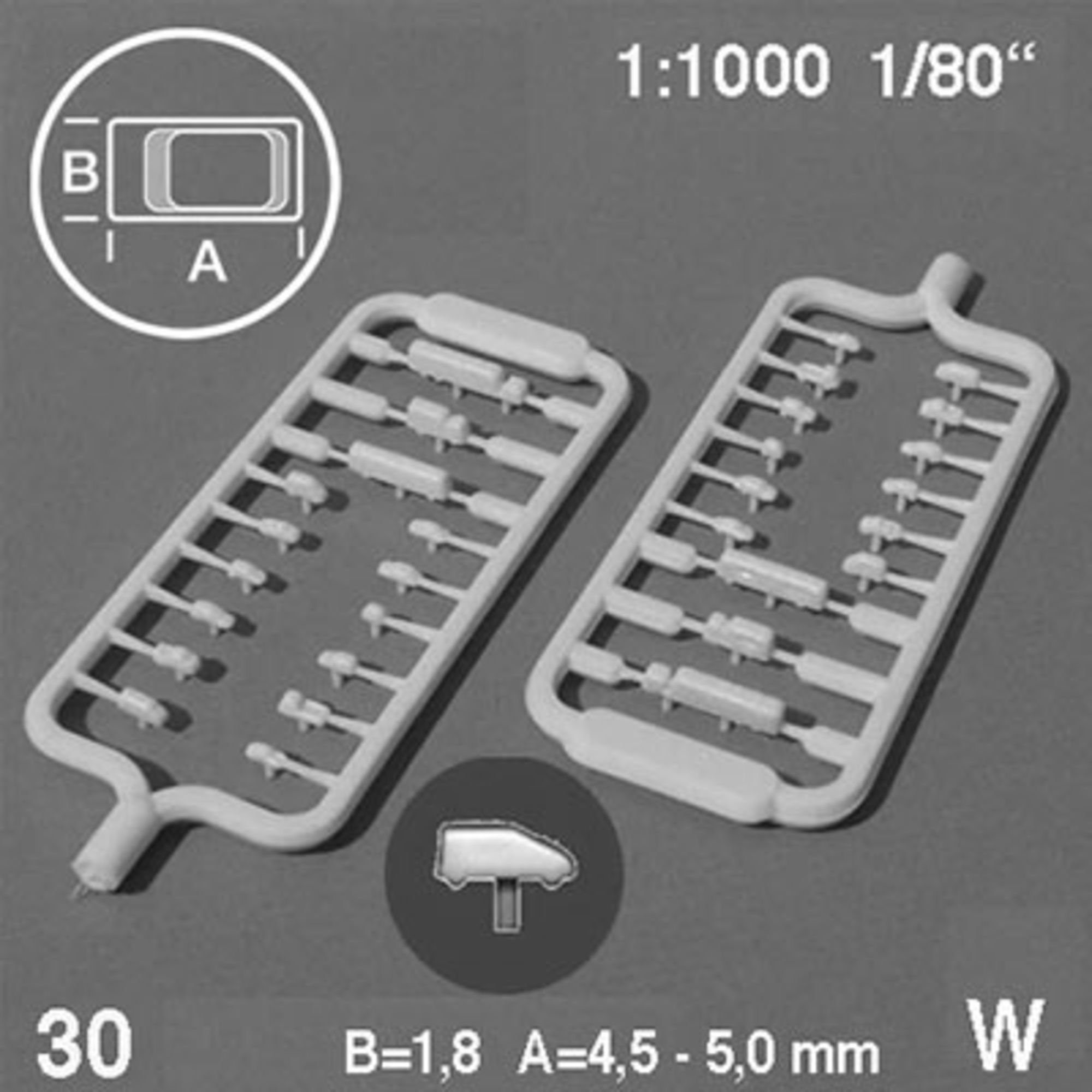 4DXMV21100-1 1:1000 Mixed Vehicles White Plastic (30 pcs)