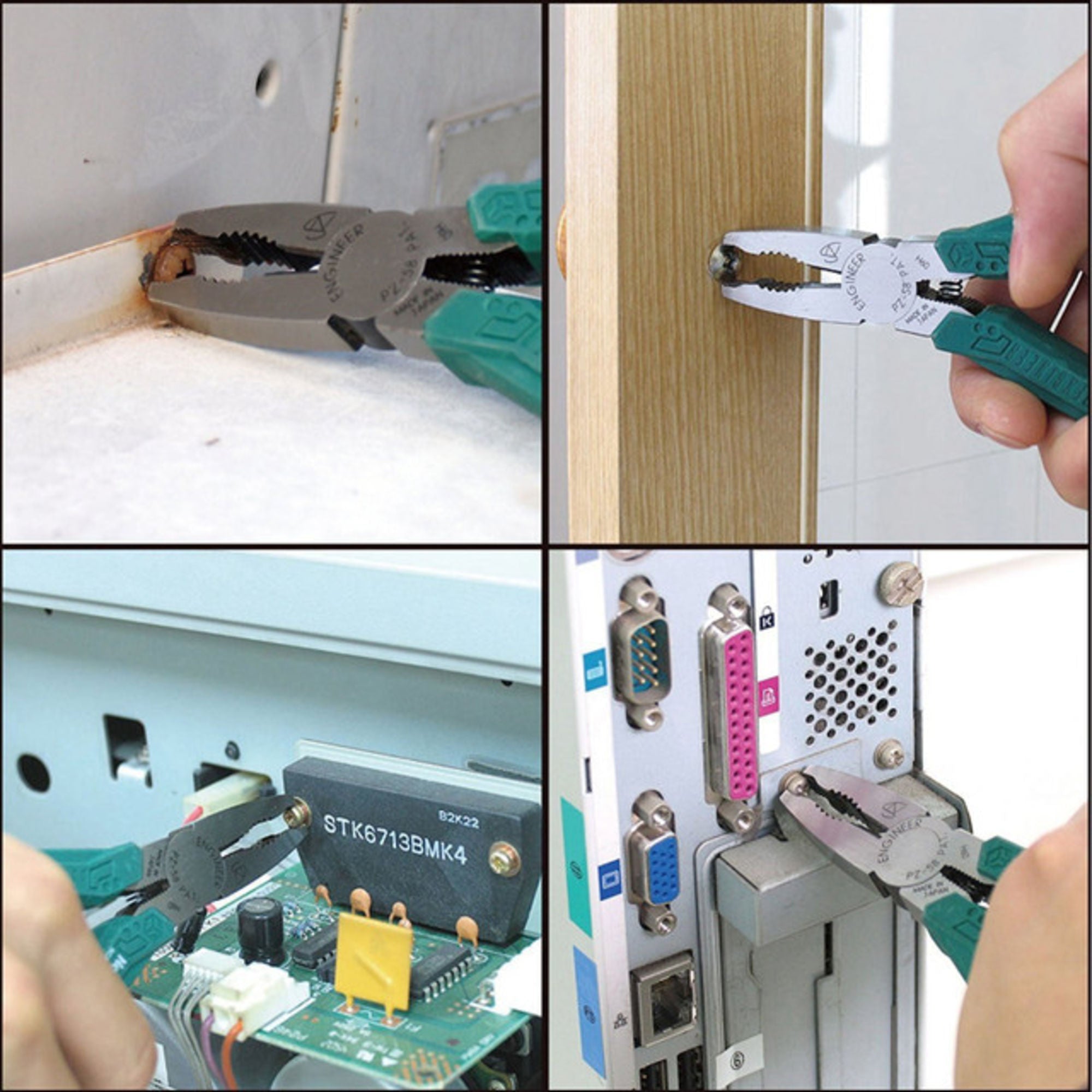 4DXTP00023-10 Pliers, PZ-58 Neji-Saurus Screw Pliers, 160mm (Combi Style, Green)