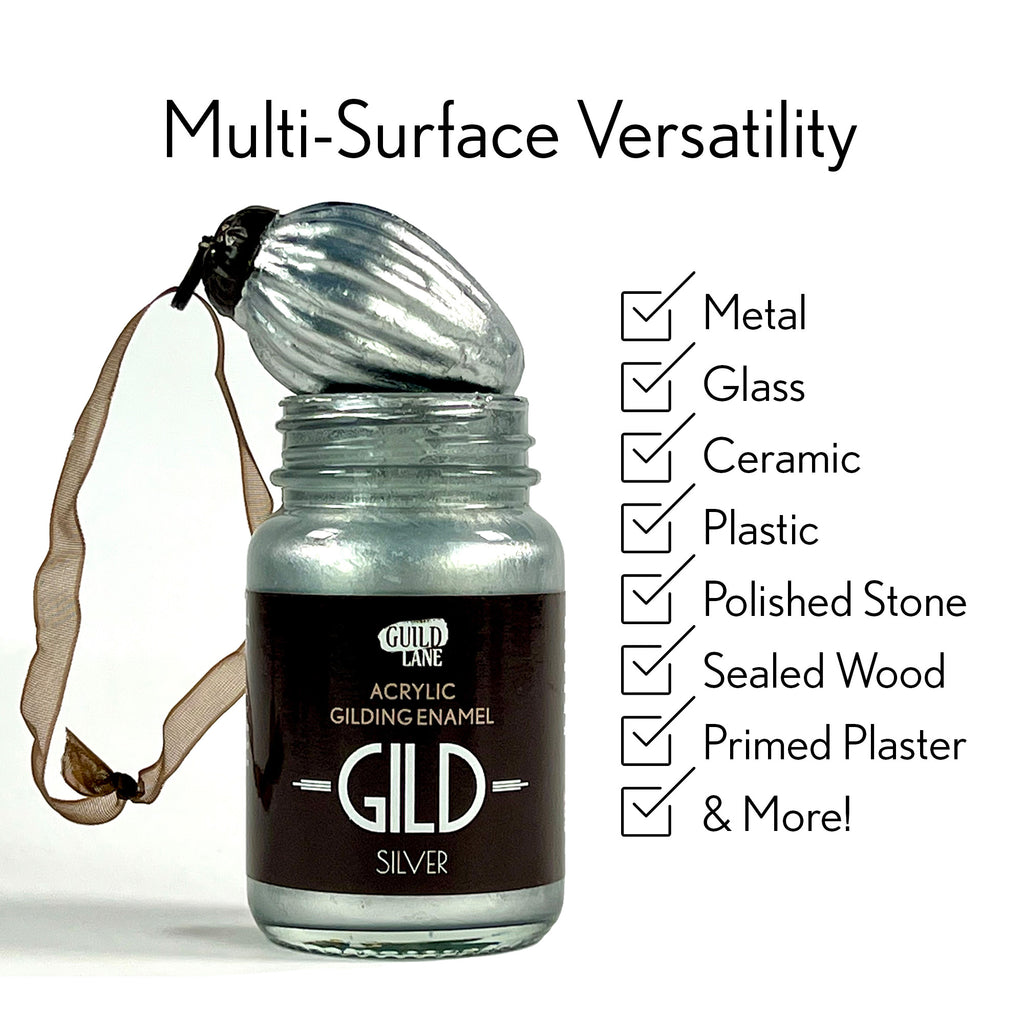 GILD Acrylic Gilding Enamel Paint, Silver (30ml Jar)