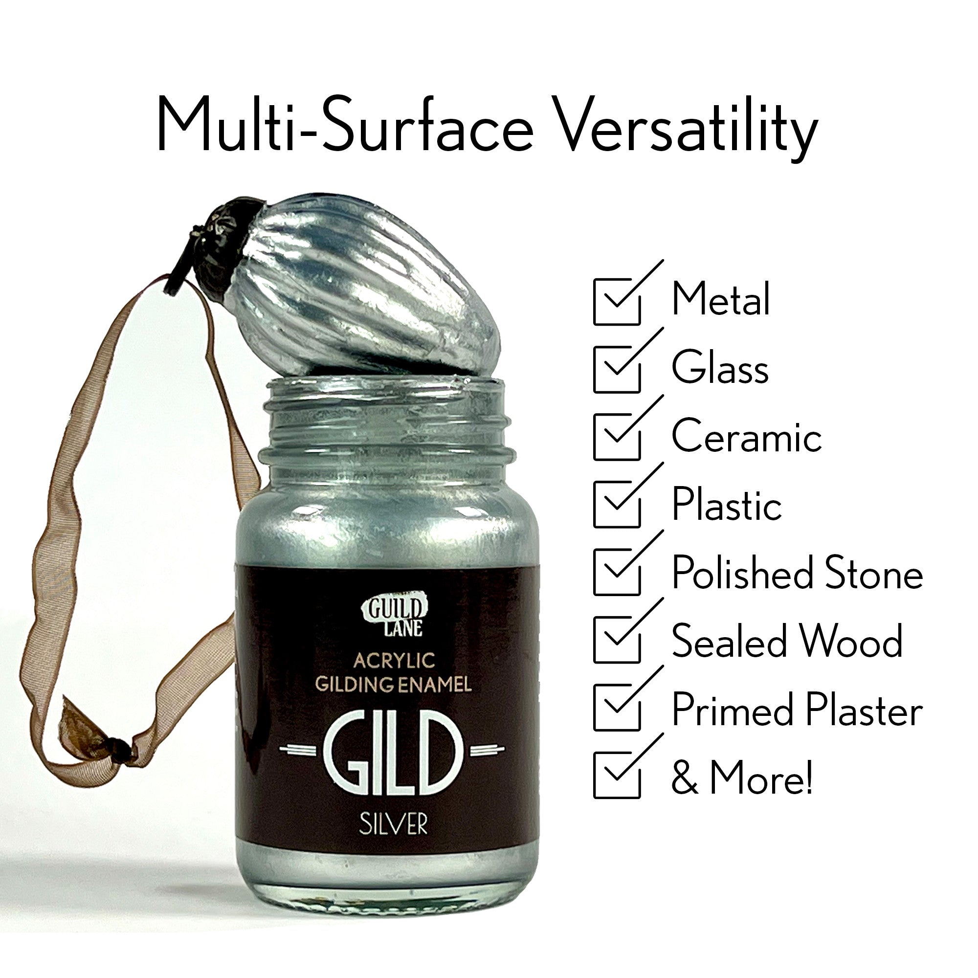 GILD Acrylic Gilding Enamel Paint, Silver (30ml Jar)