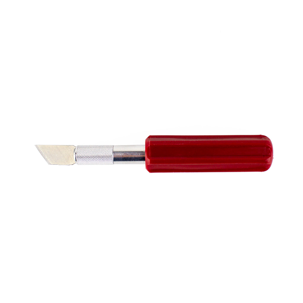 K5 Knife, Heavy Duty Red Plastic Handle with Safety Cap (Carded)