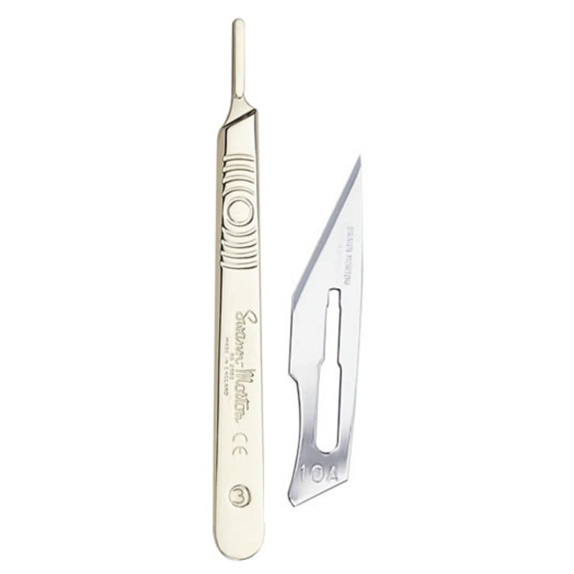 5535627-2 [file:5535627-2.jpg] Surgical Knife Handle No. 3 & #10A Blades Metal