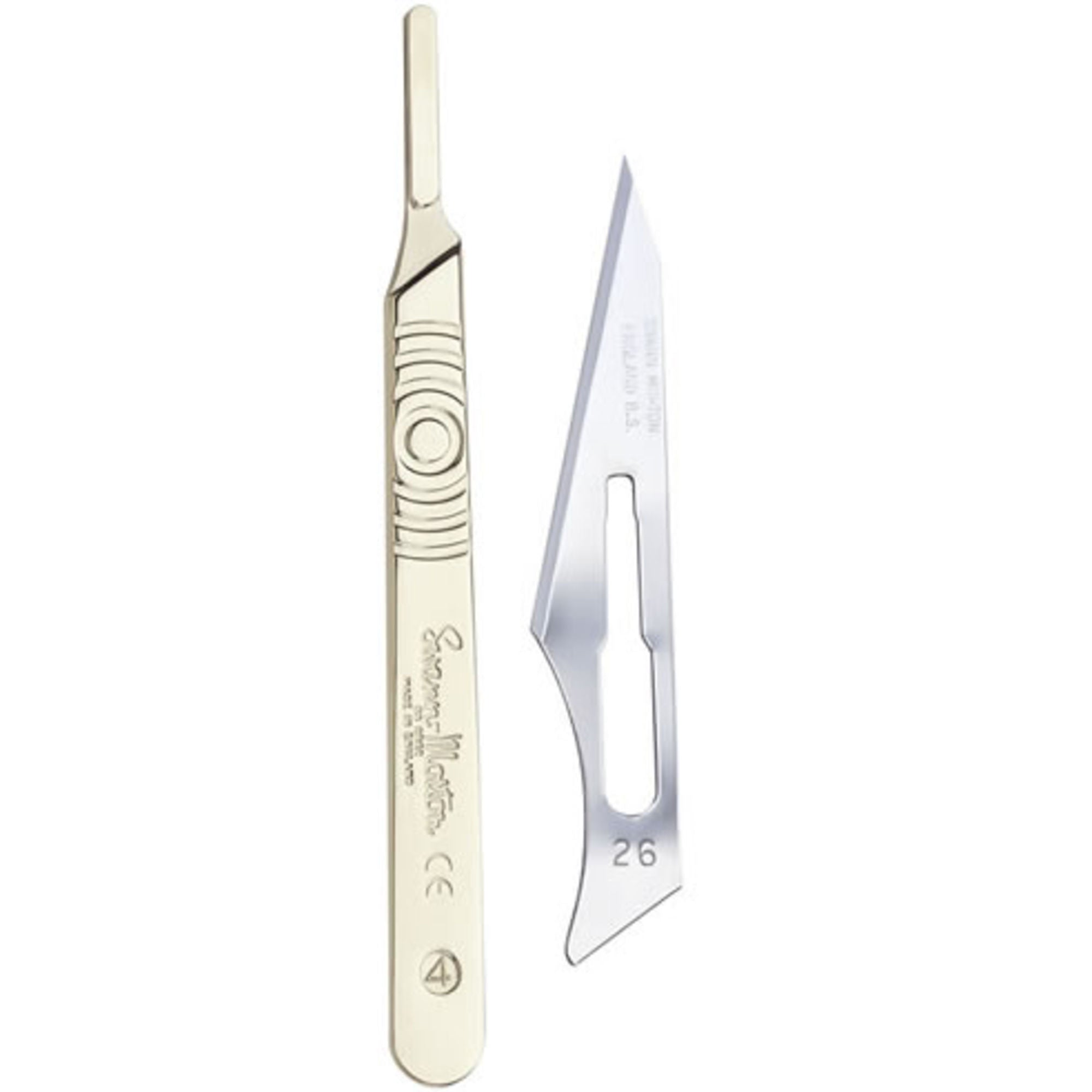 5535667-2 [file:5535667-2.jpg] Surgical Knife Handle No. 4 & #26 Blades Metal