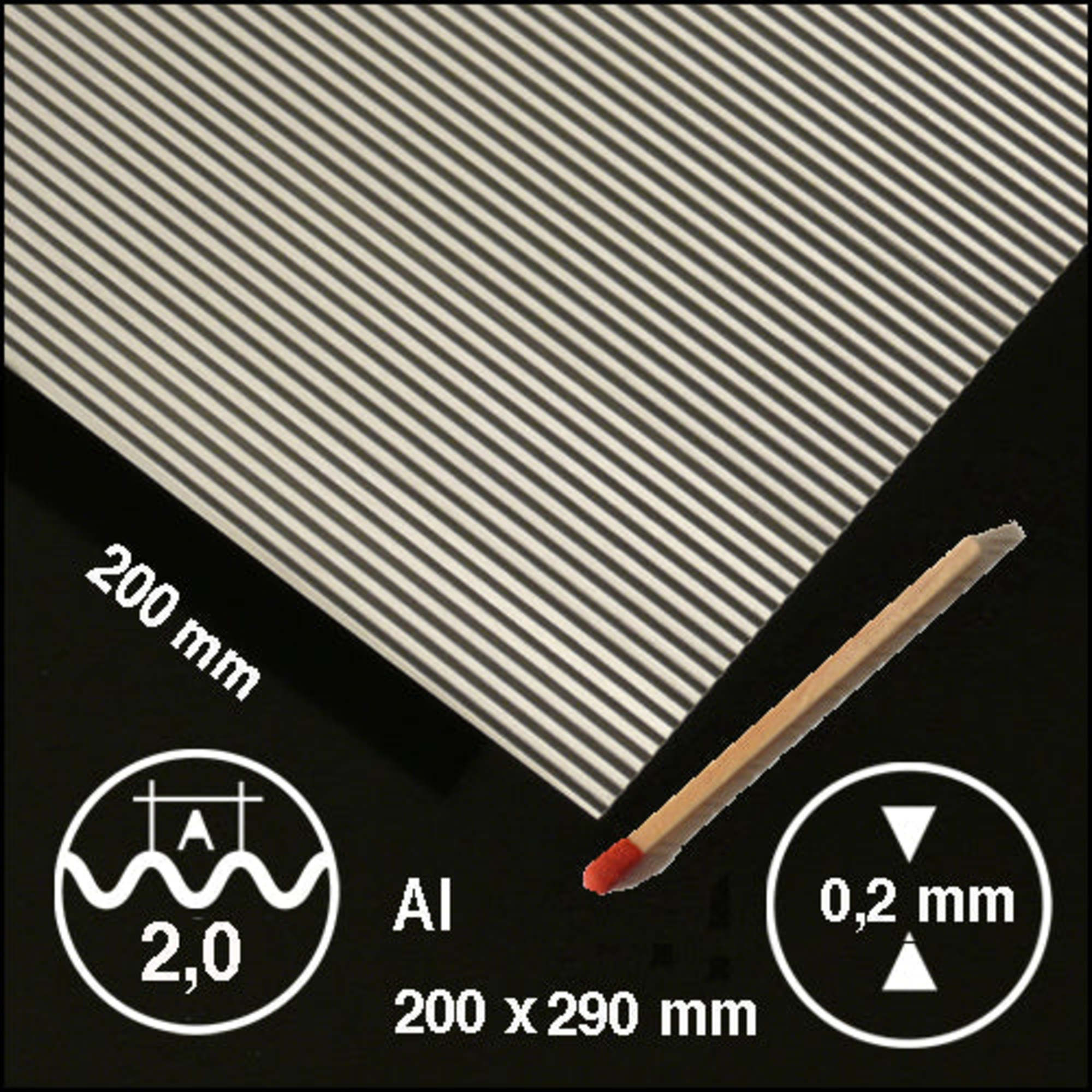 Corrugated Metal Alu 0.15 x 200 x 295mm L = 1.0mm