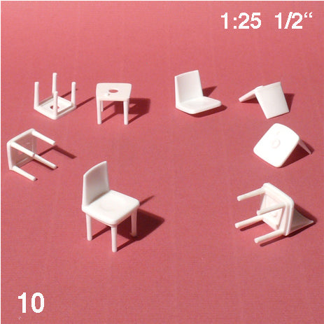 Chairs, White, 1:25