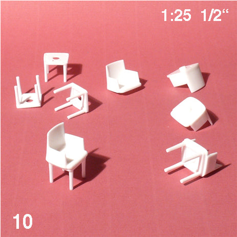 Chairs, White, 1:25