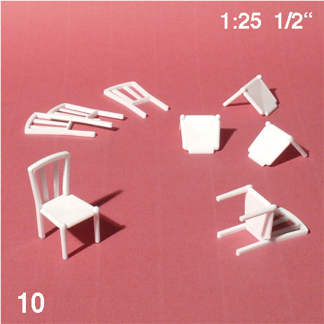 Kitchen Chairs, White, 1:25