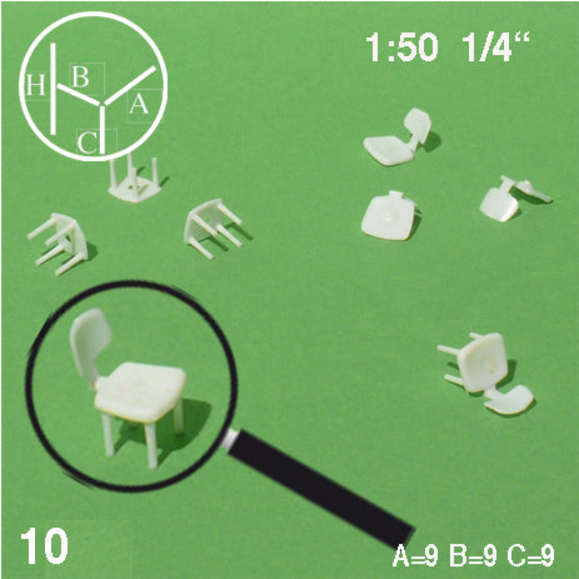 Office Chairs White 1:50 Separate Seat & Base (10 pcs)