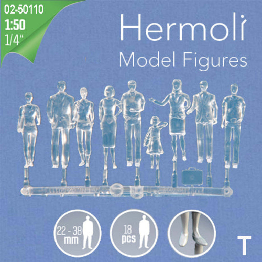 Hermoli Standing Figures Clear 1:50 9 Types H = 36mm (18 pcs)