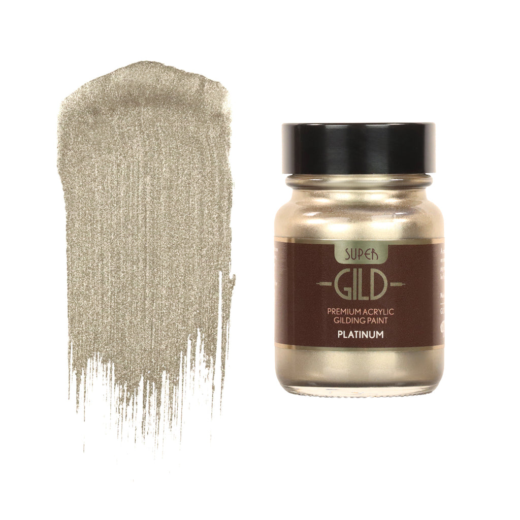 Super GILD Acrylic Gilding Enamel Paint, Platinum (30ml)