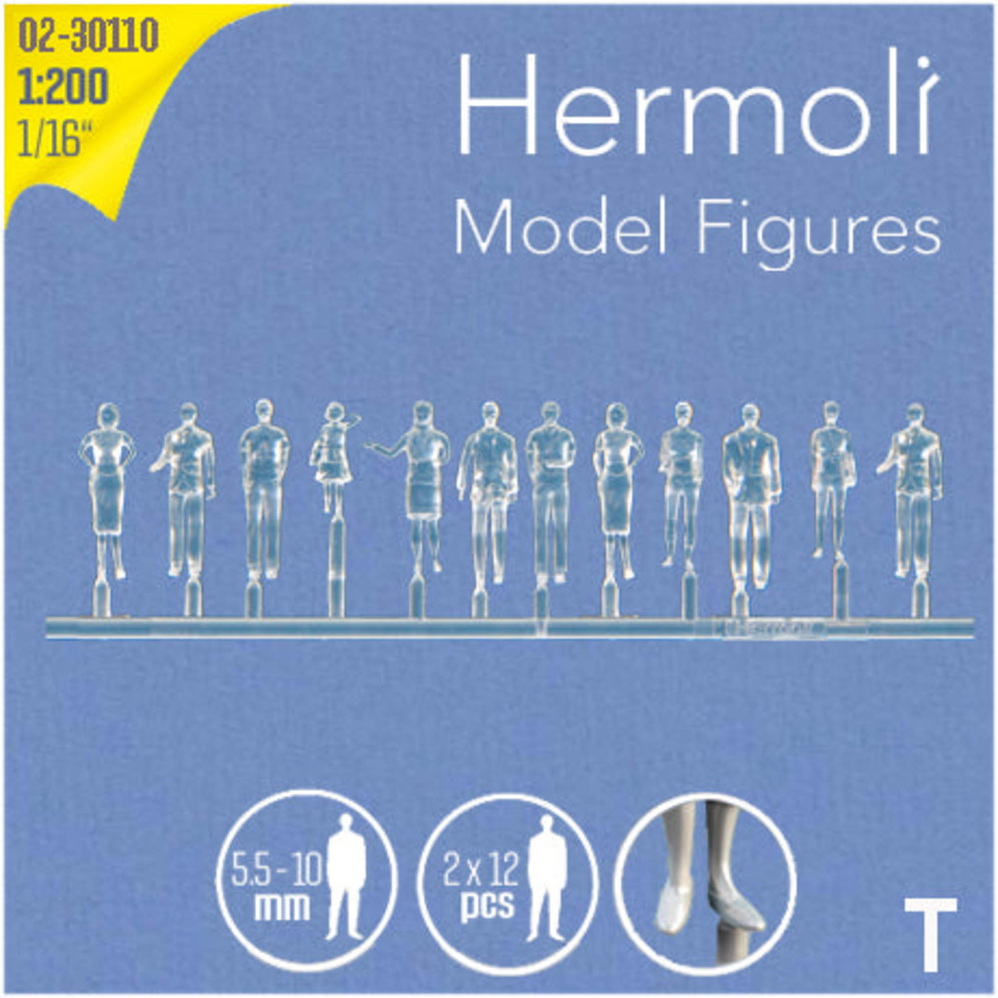 Hermoli Standing Figures Clear 1:200 12 Types H = 9.0mm (24 pcs)