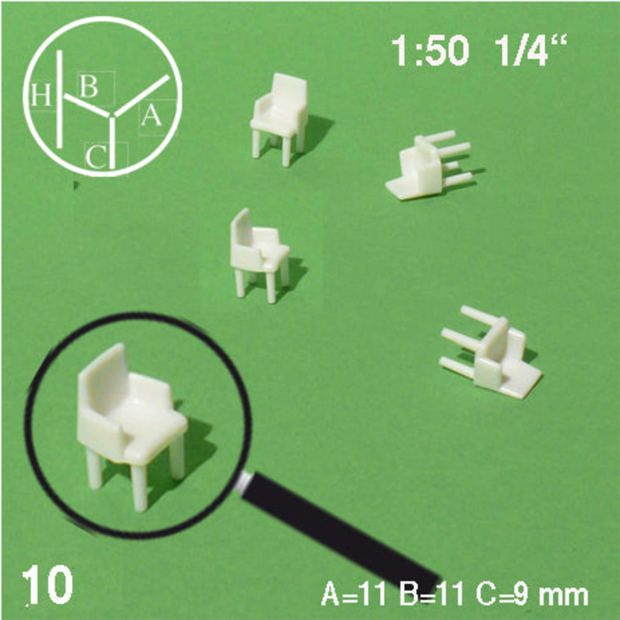 Dining Chairs W/ Arm Rests White 1:50 (10 pcs)