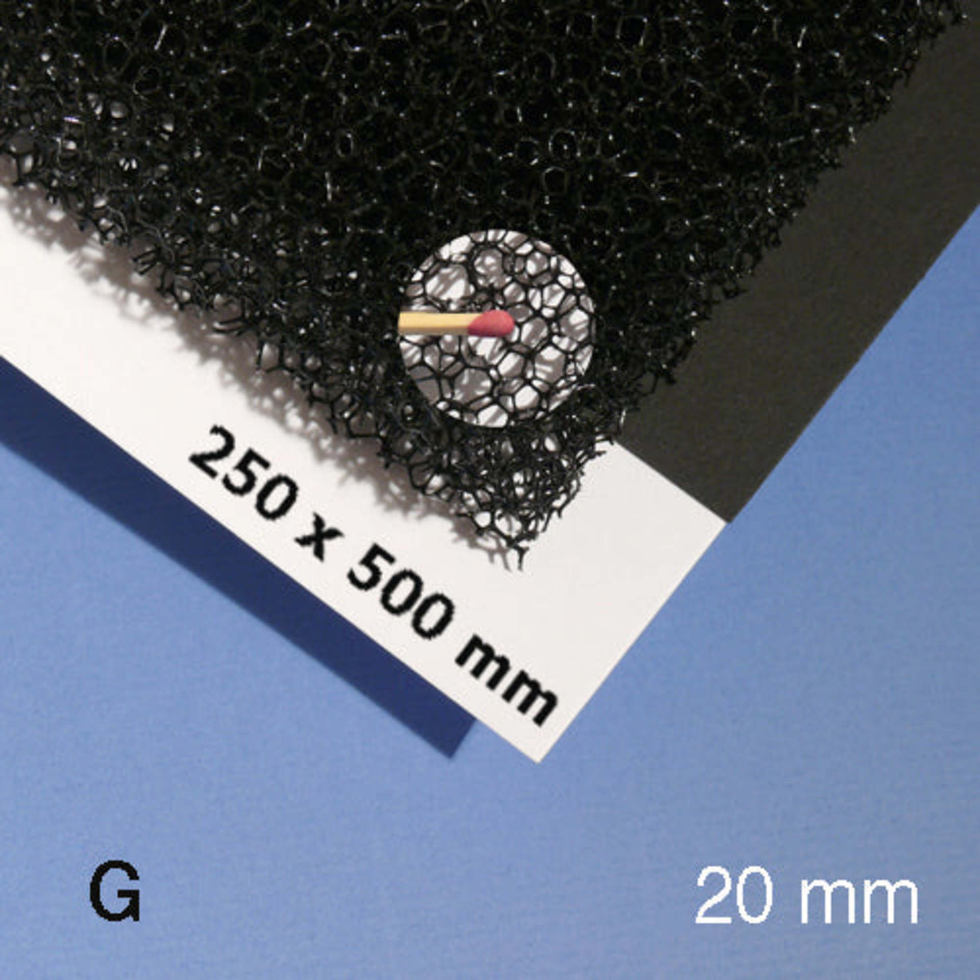 Plant Foam Sheet Black 10 PPI 20 x 250 x 500mm Coarse 20mm