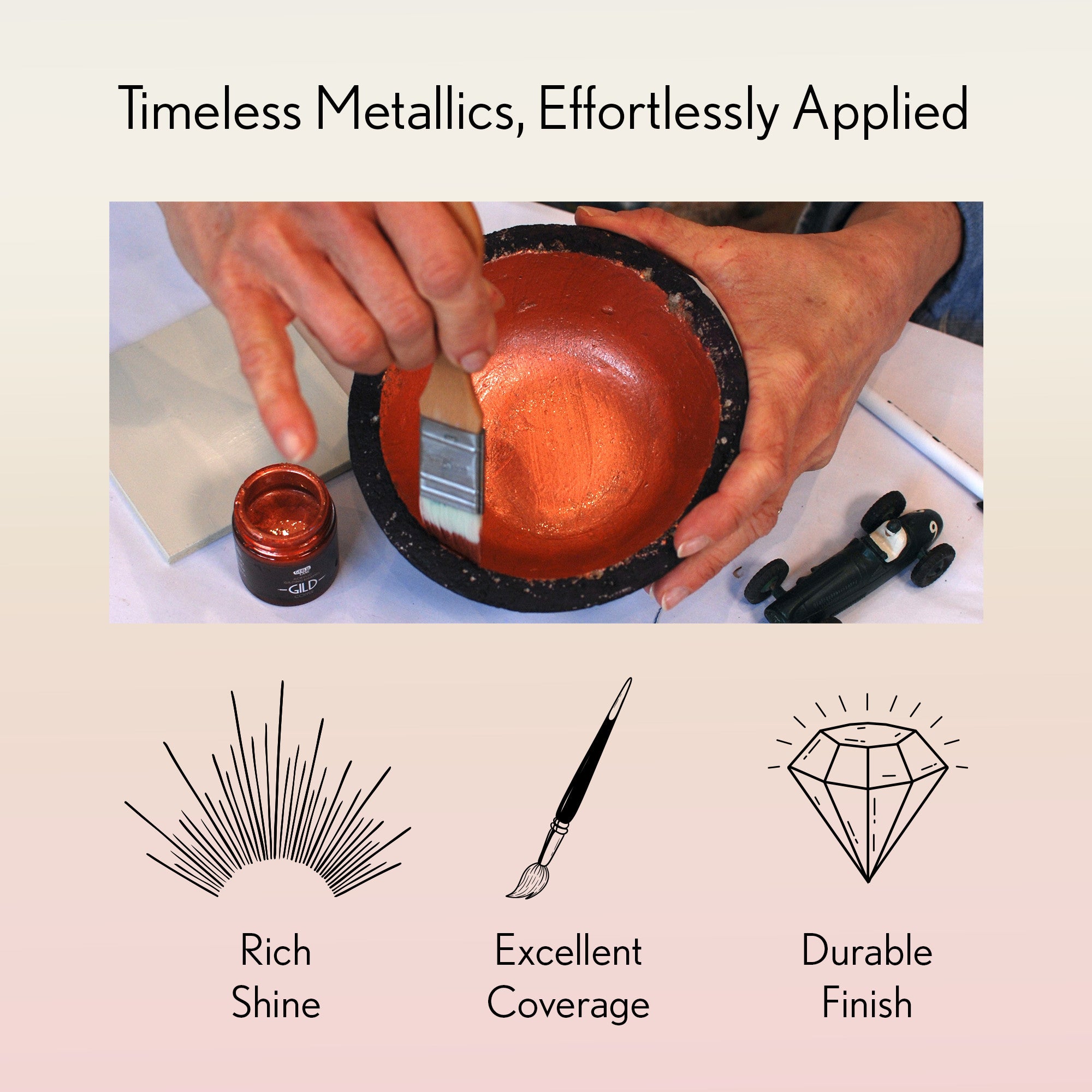 GILD Acrylic Gilding Enamel Paint, Rose Gold (30ml Jar)