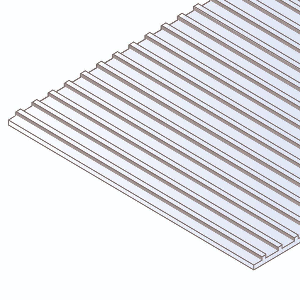 EVG4521 [file:EVG4521-1.jpg] Seam Roofing Sheet, 150 x 300 x 1.0mm, 4.8mm (6 x 12 x .040in, .187in Groove Spacing) (1 per pack)