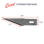 EXL20002-2 [file:EXL20002-2.jpg] Straight Edge Blade #2, Shank 0.345" (0.88 cm) (5 pcs) (Carded)