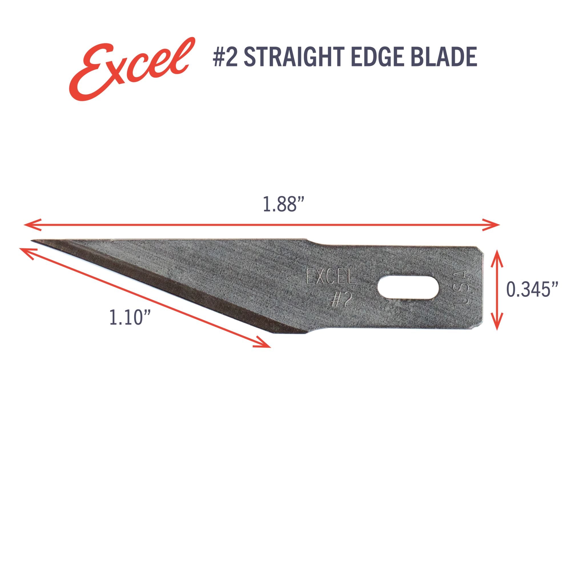 EXL20002-2 [file:EXL20002-2.jpg] Straight Edge Blade #2, Shank 0.345" (0.88 cm) (5 pcs) (Carded)