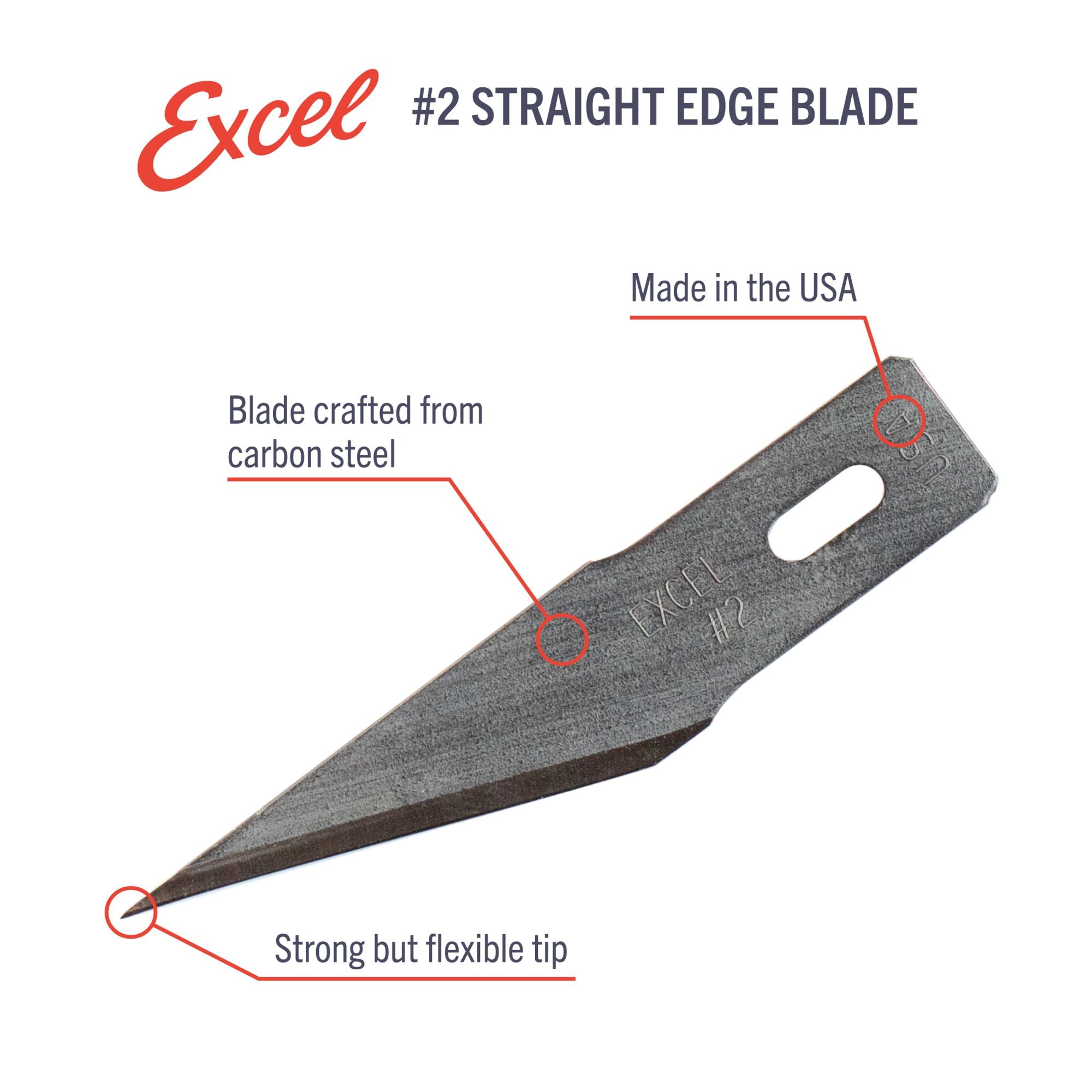 EXL20002-3 [file:EXL20002-3.jpg] Straight Edge Blade #2, Shank 0.345" (0.88 cm) (5 pcs) (Carded)