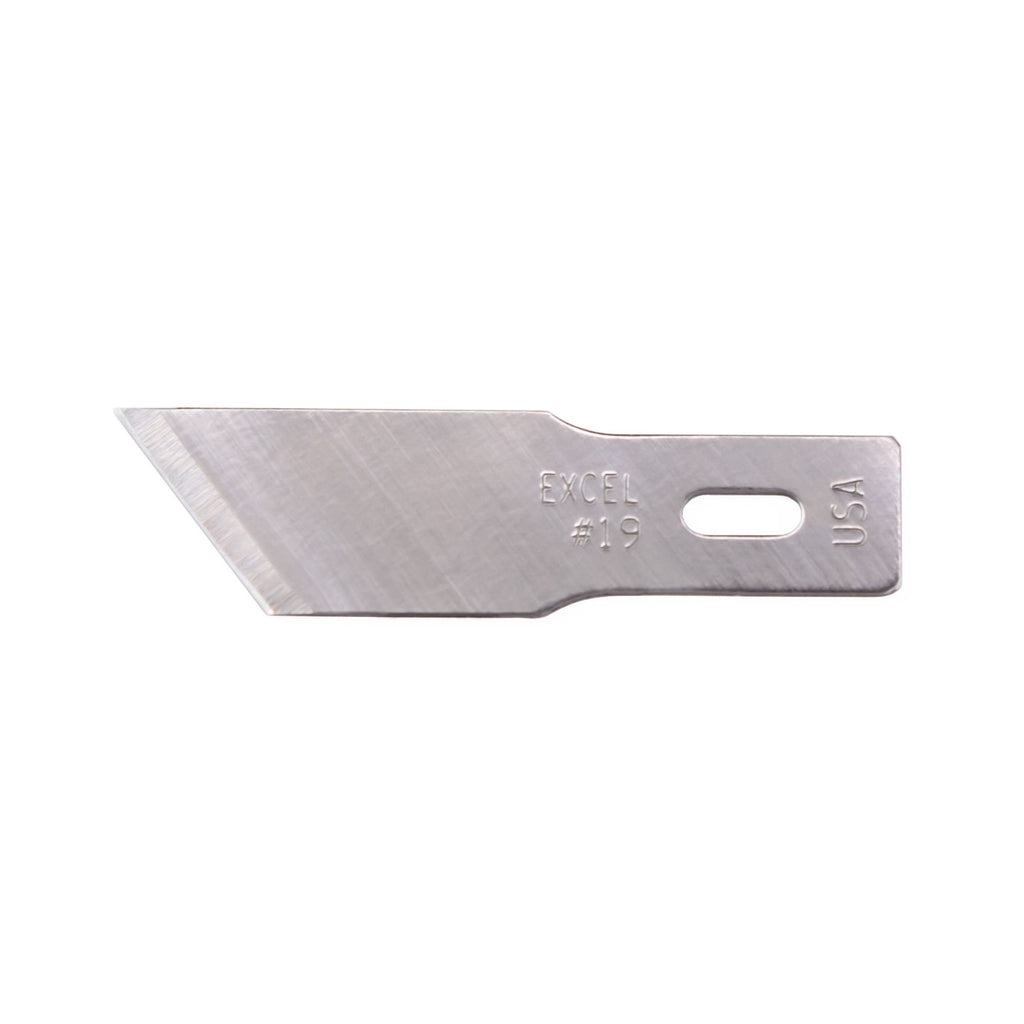 EXL20019 [file:EXL20019-1.jpg] #19 Angled Edge Blade, Shank 0.345" (0.88 cm) (5 pcs) (Carded)