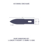 EXL20023-6 [file:EXL20023-6.jpg] Double Edge Blade #23, Shank 0.345" (0.88 cm) (5 pcs) (Carded)