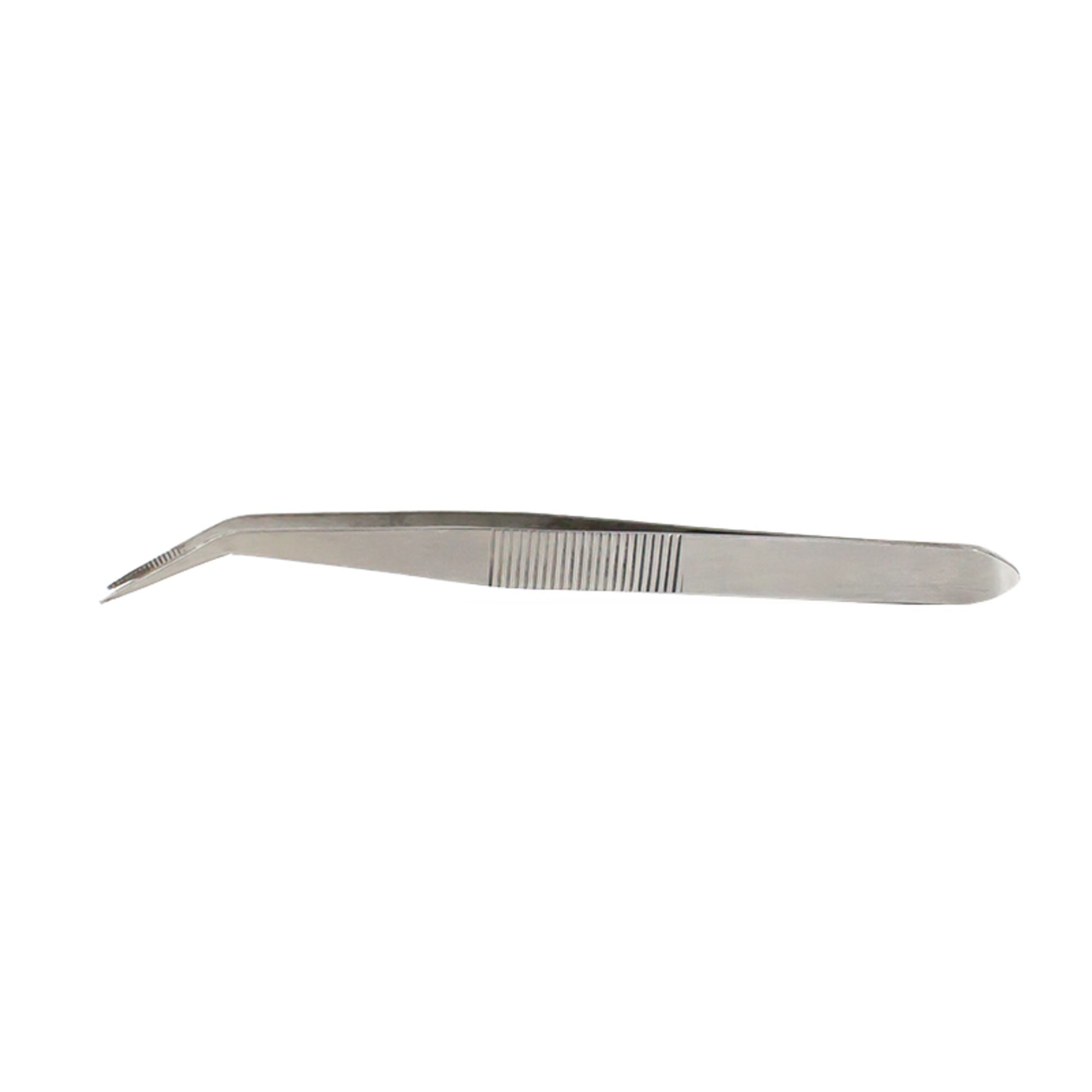 EXL30410-2 [file:EXL30410-2.jpg] Curved Stainless Steel Tweezers, 4.5in (Carded)