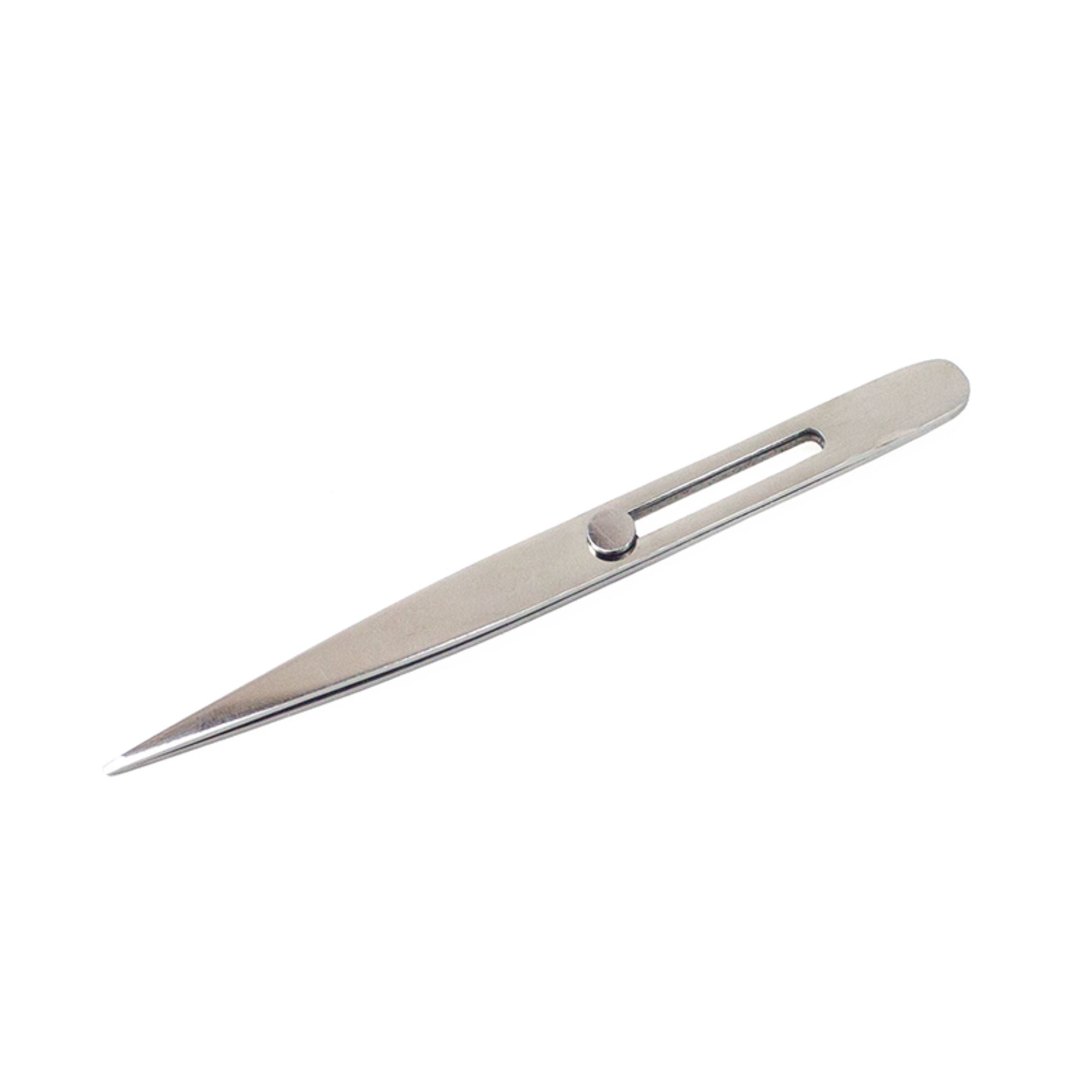 EXL30411-2 Pointed Slide Lock Stainless Steel Tweezers, 4.75in (Carded)