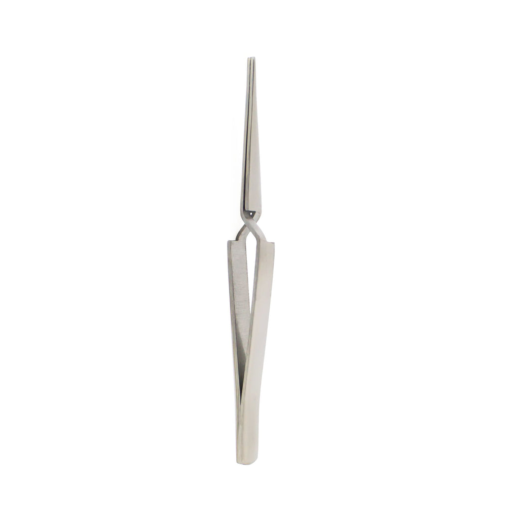 EXL30413-5 [file:EXL30413-5.jpg] Pointed Self Closing Stainless Steel Tweezers, 4.5in (Carded)