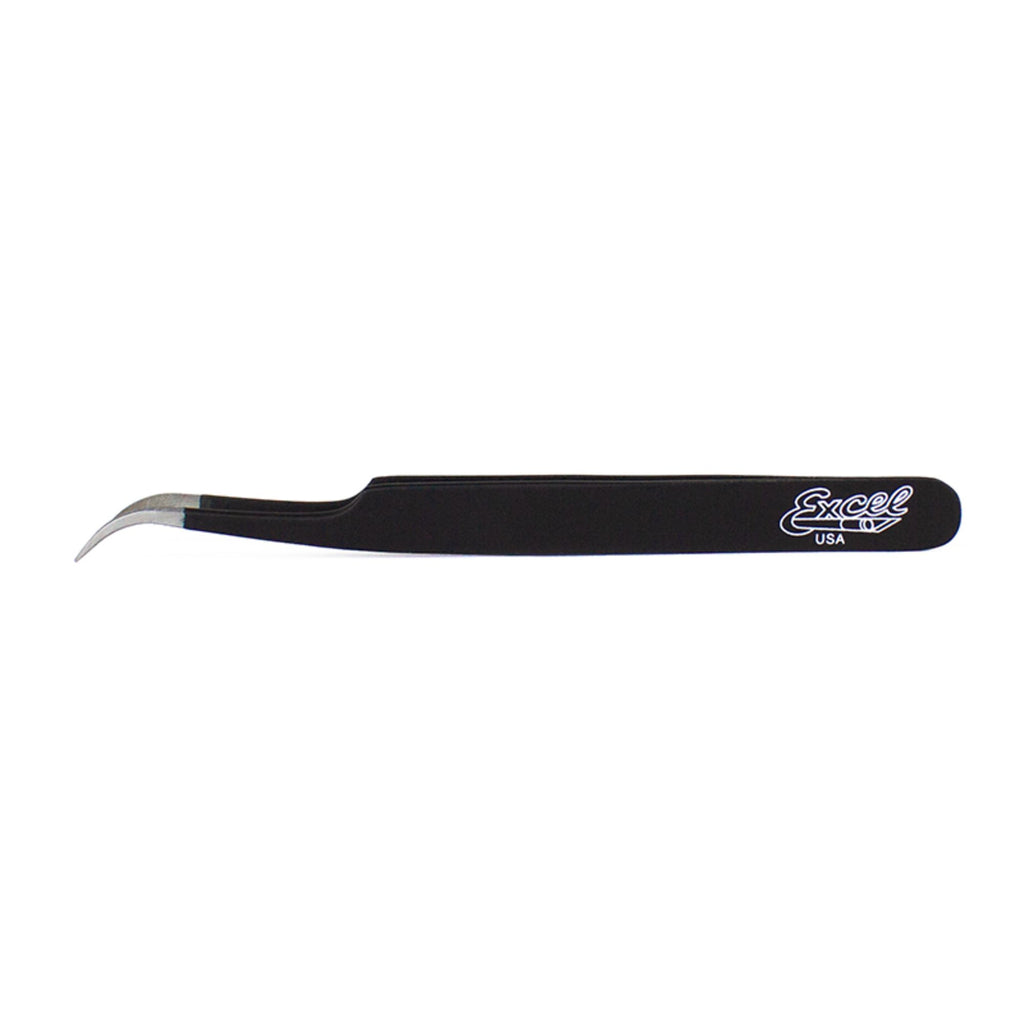 EXL30420 [file:EXL30420-1.jpg] Slant Point Fine Point Tweezers, Black (Carded)