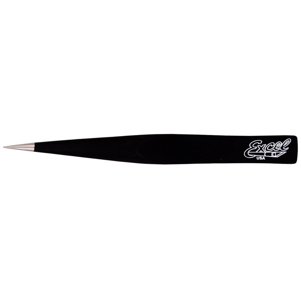 EXL30422 [file:EXL30422-1.jpg] Hollow Handle Ultra Fine Point Tweezers, Black (Carded)