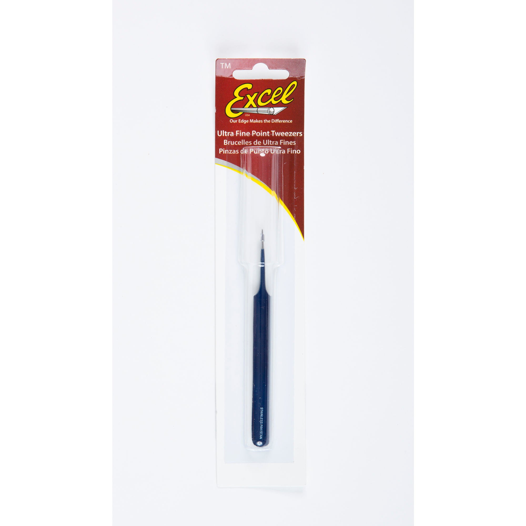 EXL30424-2 [file:EXL30424-2.jpg] Straight Point Fine Point Tweezers, Blue (Carded)