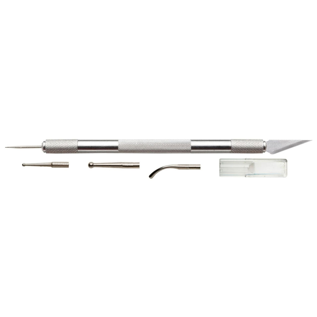 EXL30610-1 [file:EXL30610-1.jpg] Double Ended Chuck and Safety Cap (Hobby Awl, 3 Burnisher Tips, #11 Blade) (Carded)