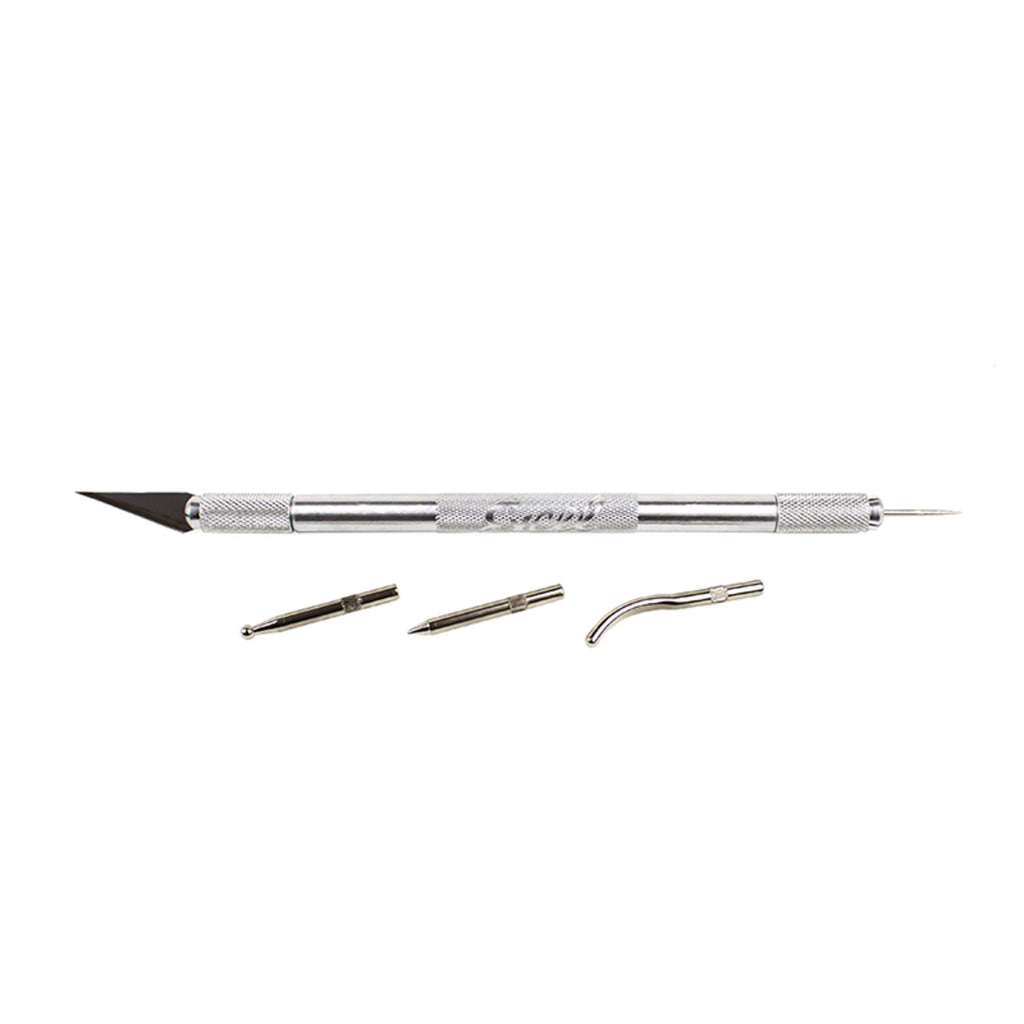 EXL30610-2 [file:EXL30610-2.jpg] Double Ended Chuck and Safety Cap (Hobby Awl, 3 Burnisher Tips, #11 Blade) (Carded)