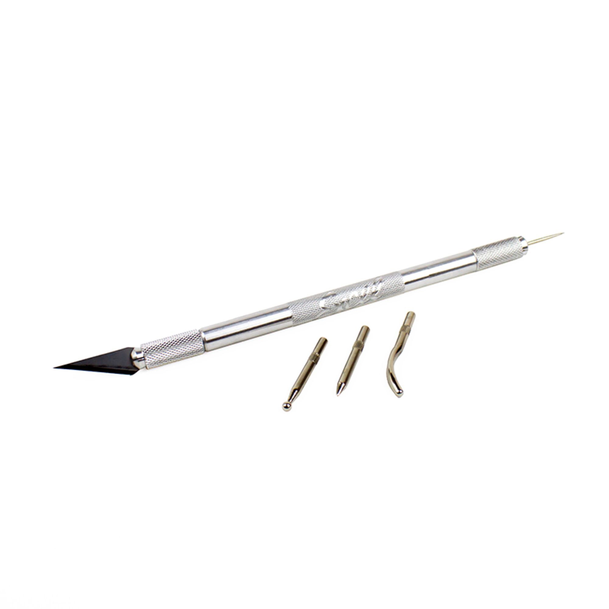 EXL30610-3 [file:EXL30610-3.jpg] Double Ended Chuck and Safety Cap (Hobby Awl, 3 Burnisher Tips, #11 Blade) (Carded)