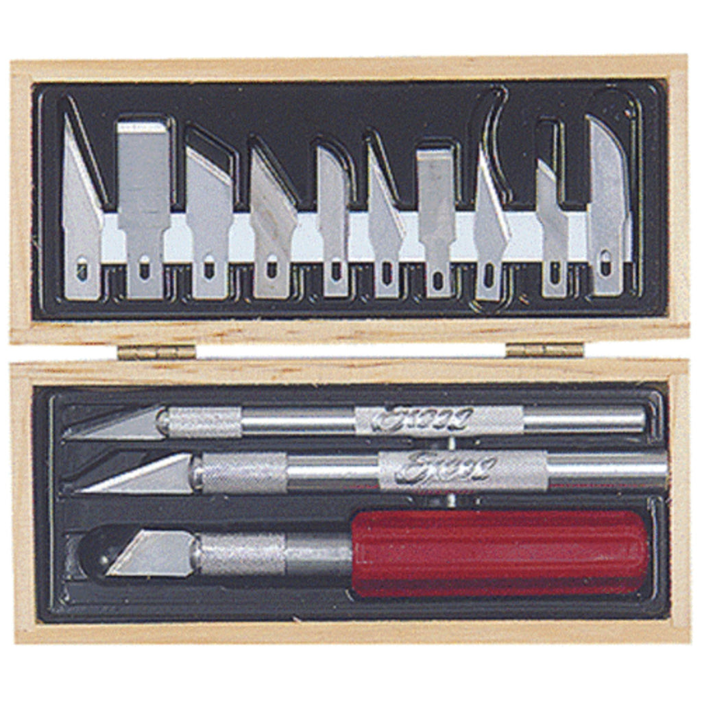 EXL44282-2 [file:EXL44282-2.jpg] Hobby Knife Set with Wooden Box
