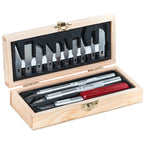 EXL44282-9 [file:EXL44282-9.jpg] Hobby Knife Set with Wooden Box